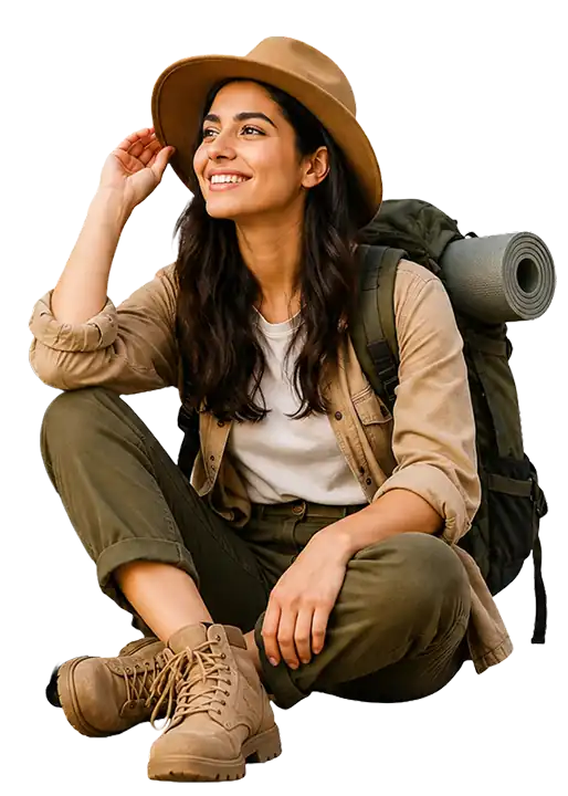 Smiling traveller with a backpack